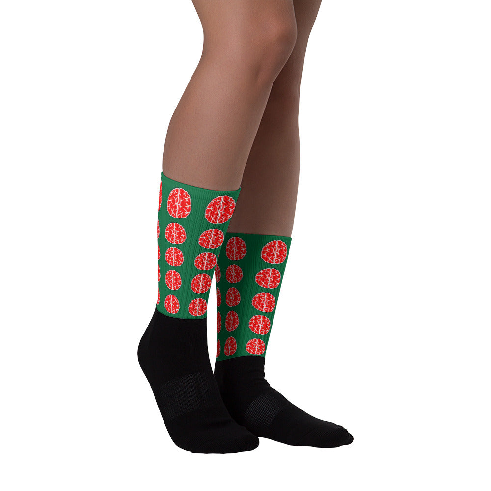 Nothing But Chaos Cool Red Brain Socks (Green)