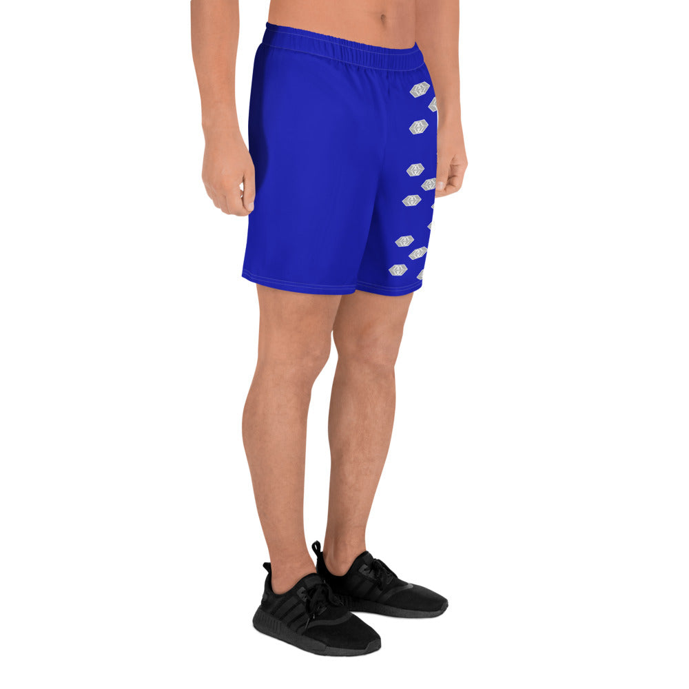 Mark Savior Iconic logo Men’s Solid Blue Athletic Long Shorts