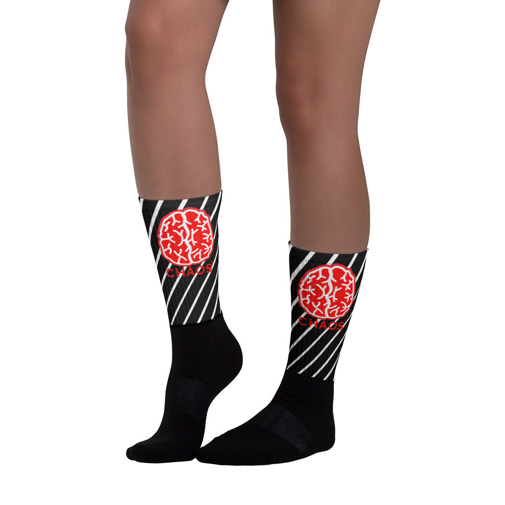 Nothing But Chaos Striped Brain Socks