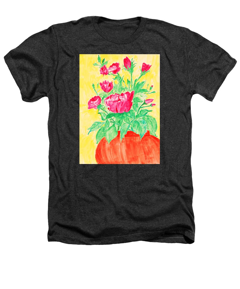 Red Flowers in a Brown vase - Heathers T-Shirt